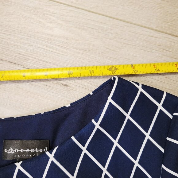 Womens Connected Apparel Sz 12 Sheath Dress Navy White Geometric Stripes Print - Picture 8 of 8